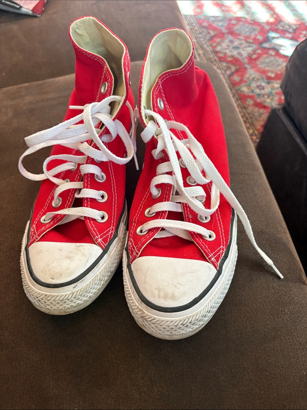 Converse Red High-Top Canvas Sneakers with White Laces